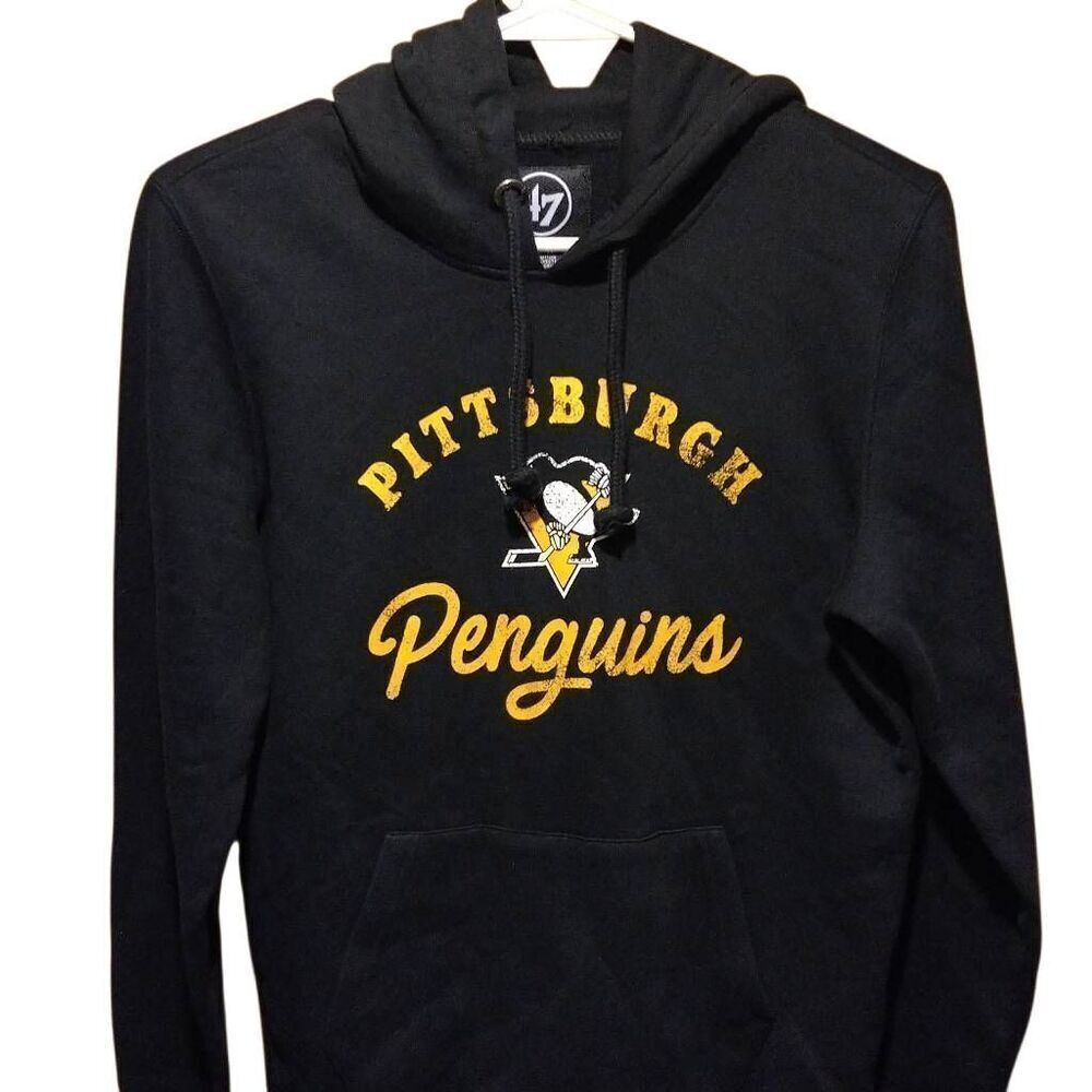 NHL Pittsburgh Penguins Hoodie by '47 Men's Black Kangaroo Pocket - Picture 5 of 10